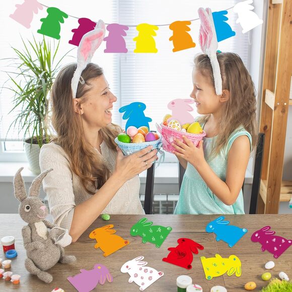 Bunny Banner Easter Spring Craft Classroom projects 108pc Paper Rabbit Cut outs - Picture 4 of 7